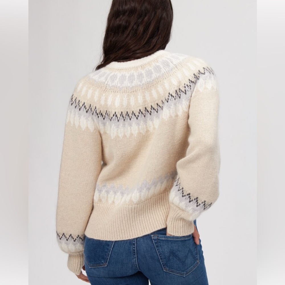 Women's Cream Patterned Sweater - Picture 4 of 12